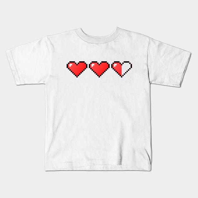 Pixelated 8-Bit Heart (v2) Kids T-Shirt by Lumos19Studio